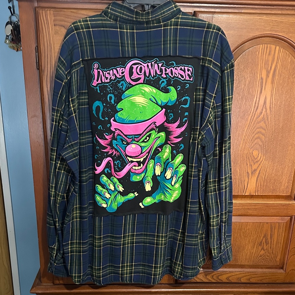 Insane Clown Posse upcycled flannel tee made by me
